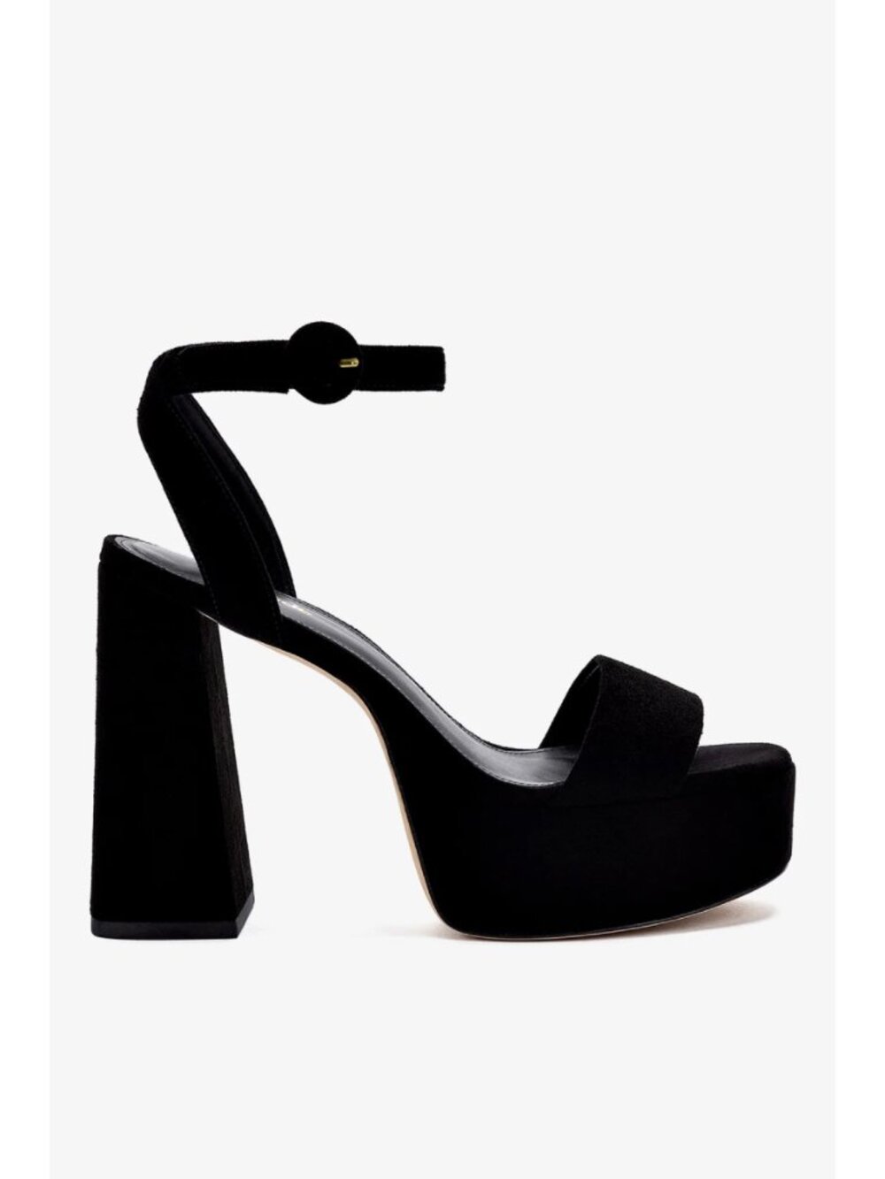 New Larroude Dolly Sandal In Black Suede Sz 8
